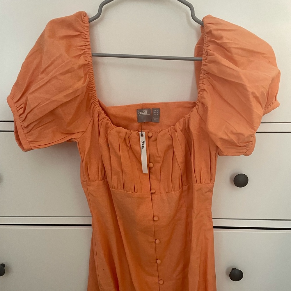 Coral mini button down dress